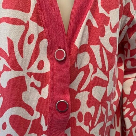 Josephine Chaus Pink and White Button Up Cardigan - Picture 3 of 6
